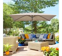Outsunny 3x2m Patio Parasol Garden Umbrellas Canopy with Aluminum Tilt Crank - Khaki