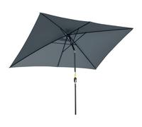 Outsunny 3x2m Patio Parasol Garden Umbrellas Canopy with Aluminium Tilt Crank Rectangular Sun Shade Steel, Black Dark Grey
