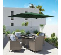 Outsunny 3x2m Patio Parasol Garden Umbrellas Canopy with Aluminum Tilt Crank Rectangular Sun Shade Steel, Dark Grey - Green - 195cm x 295cm x 253cm