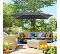 Outsunny 3x2m Patio Parasol Garden Umbrellas Canopy with Aluminum Tilt Crank Rectangular Sun Shade Steel, Dark Grey - Black - 195cm x 295cm x 253cm