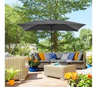Outsunny 3x2m Patio Parasol Garden Umbrellas Canopy with Aluminium Tilt Crank Rectangular Sun Shade Steel, Black