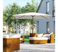 Outsunny 3x2m Patio Parasol Garden Umbrellas Canopy with Aluminum Tilt Crank Rectangular Sun Shade Steel, Cream White