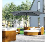 Outsunny 3X2M Patio Umbrella Canopy Tilt Crank Rectangular Sun Shade Steel In Dark Grey Dark Grey