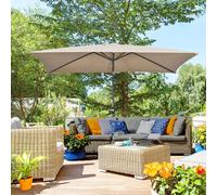 Outsunny 3x2m Patio Parasol Garden Umbrellas Canopy with Aluminum Tilt Crank - Khaki