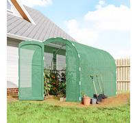 Outsunny 3x2x2m Walk-In Polytunnel Greenhouse with Hinged Door, Heavy-Duty Galvanised Steel Frame & Tear-Resistant PE Cover, Green Aosom UK