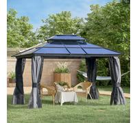 Outsunny 3x3.6(m) Polycarbonate Hardtop Gazebo w/ Double Roof & Aluminium Frame
