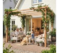 OUTSUNNY 3x3 m Garden Wooden Pergola Gazebo Grape Trellis, Maple Wood-effect in Natural | Size: 3m Outsunny Natural 3m