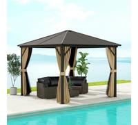 Outsunny 3x3(m) Hardtop Gazebo Outdoor Shelter with Aluminium Frame - Brown - Aluminium, Polyester - 298cm x 298cm x 260cm