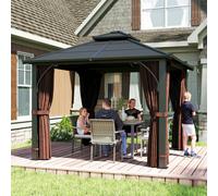 Outsunny 3x3(m) Hardtop Gazebo with Polycarbonate Roof & Sides, Brown, Brown