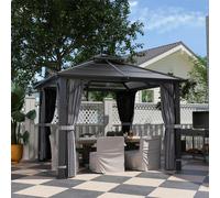 Outsunny 3x3(m) Hardtop Gazebo with Polycarbonate Roof & Sides - Grey