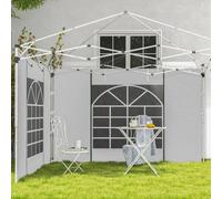 Outsunny Gazebo Side Panels with Windows and Doors, for 3x3(m) or 3x6m Pop Up Gazebo, 2 Pack Sides Replacement, White