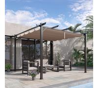 Outsunny 3x3(m) Pergola Gazebo Sun Shade Shelter Aluminium Garden Canopy, Brown