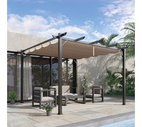 Outsunny 3x3(m) Pergola Gazebo Sun Shade Shelter Aluminium Garden Canopy, Brown - Brown - Aluminium, Polyester - 300 x 300 x 223cm
