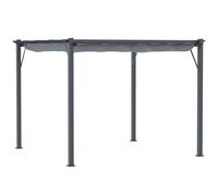 Outsunny 3x3(m) Pergola Gazebo Sun Shade Shelter Aluminium Garden Canopy, Brown - 223H x 300L x 300Wcm - Dark Grey - Aluminium, Polyester Fabric