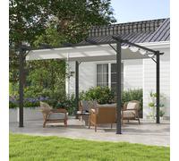 Outsunny 3 x 3(m) Aluminium Pergola Canopy Gazebo Awning Outdoor Garden Sun Shade Shelter Marquee Party BBQ, Light Grey Grey