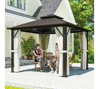 Outsunny 3x3(m) Polycarbonate Hardtop Gazebo with Aluminium Frame, Beige - Beige - Polycarbonate Board, Aluminium, Polyester - 300L x 300W x 263H cm
