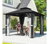 Outsunny 3x3(m) Polycarbonate Hardtop Gazebo with Aluminium Frame, Grey, Grey