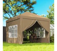 Outsunny 3mx3m Pop Up Gazebo Party Tent Canopy Marquee with Storage Bag Black - Khaki - Steel, Oxford - 2.95m x 2.95m x 2.58m