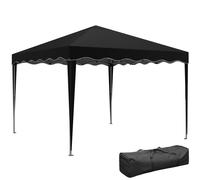 Outsunny 3x3(m) Pop Up Gazebo, Foldable Party Tent with Wave Edge and Carry Bag, Height Adjustable Festival Camping Canopy for Garden Outdoor, Black Black
