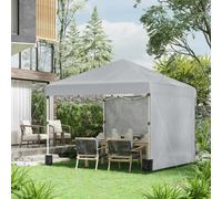 Outsunny 3x3 M Pop Up Gazebo Party Tent, 2 Sidewalls, Weight Bags Light Grey