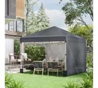 Outsunny 3x3m Pop-Up Garden Gazebo with Sides & Weight Bags, Height-Adjustable Heavy-Duty Event Party Marquee Shelter, Dark Grey Aosom UK