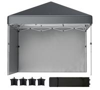Outsunny 3x3m Pop-Up Garden Gazebo with Sides & Weight Bags, Height-Adjustable Heavy-Duty Event Party Marquee Shelter, Dark Grey Aosom UK