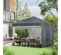 OUTSUNNY 3x3 (M) Pop Up Gazebo Party Tent w/ 2 Sidewalls, Weight Bags in Dark Grey Outsunny Dark Grey