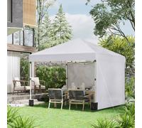Outsunny 3 x 3 (M) Pop Up Gazebo, UPF 30+ with 2 Sidewalls, Leg Weight Bags and Wheeled Bag, Height Adjustable Party Tent Event Shelter for Garden, Patio, White White
