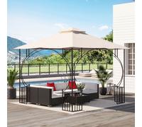 OUTSUNNY 3x3(m) Replacement Gazebo Canopy Double Tiered Roof Top for Patio Outdoor in Beige Outsunny Beige