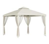 Outsunny 3x3m 2-Tier Polyester Draped Outdoor Garden Gazebo Cream White