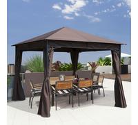 Outsunny 3x3 m Gazebo Pavilion-Coffee