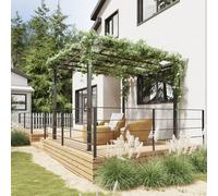 OUTSUNNY 3x3m Metal Gazebo Pergola Grape Trellis Climbing Plants Sun Shelter in Black Outsunny Black