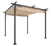 Outsunny 3X3M Outdoor Pergola Metal Gazebo Porch Awning Retractable Canopy - Cream, Cream