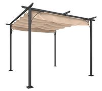 Outsunny 3X3M Outdoor Pergola Metal Gazebo Porch Awning Retractable Canopy In Beige Beige