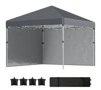 Outsunny 3x3m Pop-Up Garden Gazebo with Sides & Weight Bags, Height-Adjustable Heavy-Duty Event Party Marquee Shelter, Dark Grey Aosom UK