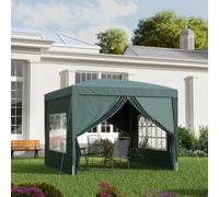 Outsunny 3x3m Pop-Up Gazebo with Sides, Weather-Resistant Canopy, Storage Bag, Ground Stakes & Guy Ropes, Green