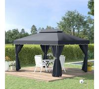 Outsunny Gazebo 3x4m – 2-Tier Aluminium Garden Marquee Party Tent – Black