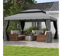 OUTSUNNY 3x4m 2-Tier Gazebo Aluminium Garden Marquee Party Tent in Light Grey Outsunny Light Grey