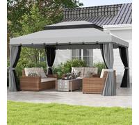OUTSUNNY 3x4m 2-Tier Gazebo Aluminium Garden Marquee Party Tent Light Grey Outsunny Light Grey