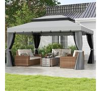 Outsunny 3x4m 2-Tier Gazebo Aluminium Garden Marquee Party Tent Light Grey, Grey