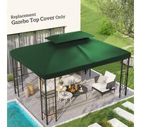 OUTSUNNY 3x4m Gazebo Replacement Roof Canopy 2 Tier Top UV Cover Garden Patio in Green Outsunny Green