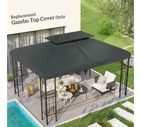 OUTSUNNY 3x4m Gazebo Replacement Roof Canopy 2 Tier Top UV Cover Patio in Grey Outsunny Grey