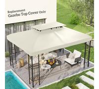 Outsunny 3X4M Gazebo Replacement Roof Canopy 2 Tier Top Uv Cover Patio Cream