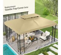 Outsunny 3x4m Gazebo Replacement Roof Canopy 2 Tier Top UV Cover Patio Cream - 4L x 3Wm - Polyester - Cream