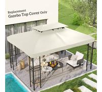 Outsunny 3X4M Gazebo Replacement Roof Canopy 2 Tier Top Uv Cover Patio In Cream Cream
