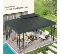 Outsunny 3X4M Gazebo Replacement Roof Canopy 2 Tier Top Uv Cover Patio In Grey Grey
