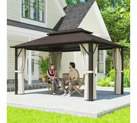 Outsunny 3x4m Polycarbonate Hardtop Gazebo with Aluminium Frame, Beige - Beige - Polycarbonate Board, Aluminium, Polyester - 400L x 300W x 263H cm