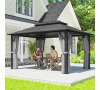 Outsunny 3x4m Polycarbonate Hardtop Gazebo with Aluminium Frame, Grey - Grey - Polycarbonate Board, Aluminium, Polyester - 400L x 300W x 263H cm