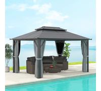 Outsunny 3x4m Polycarbonate Hardtop Gazebo with Aluminium Frame, Grey