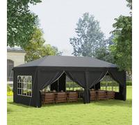 Outsunny 3 X 6 M Pop Up Gazebo With Sides And Windows In Black Black
